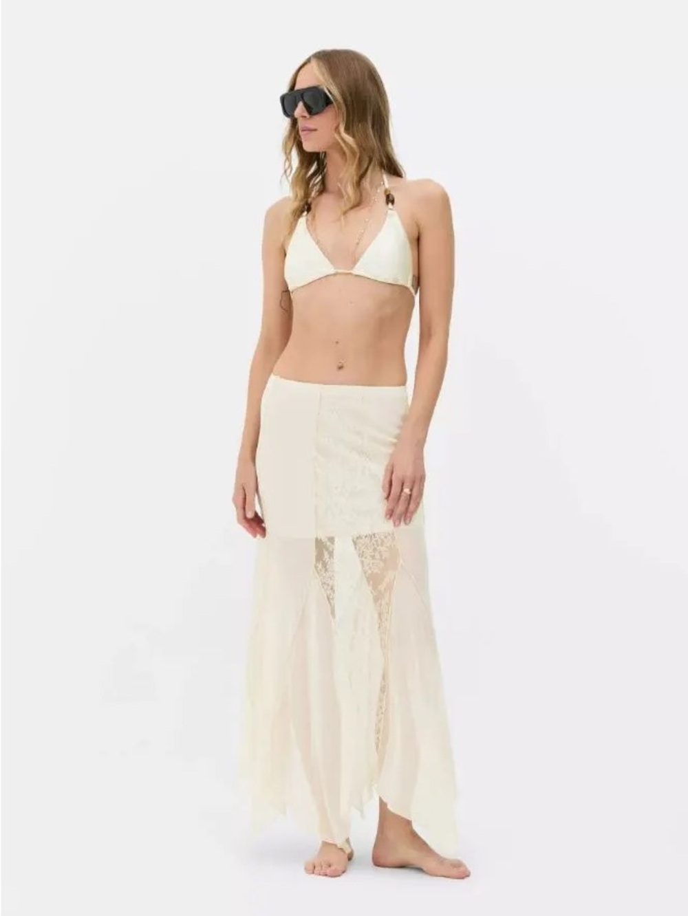 Primark Cream Lace-Panel Maxi Skirt